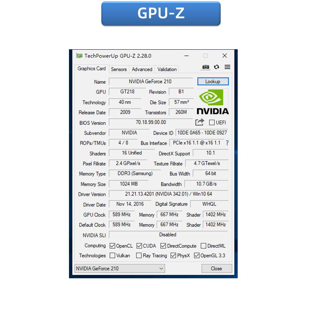 X-VSION Geforce 210 1GB GRAPHICS CARD 10 G2101G06