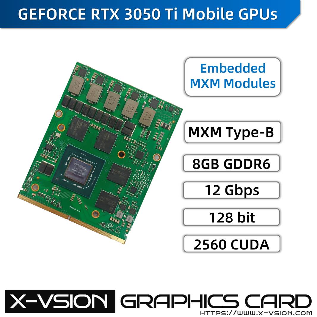 X-VSION MXM Embedded Module RTX 3050 Ti M 8GB giving a warm bright light 6 rtx 3050 ti