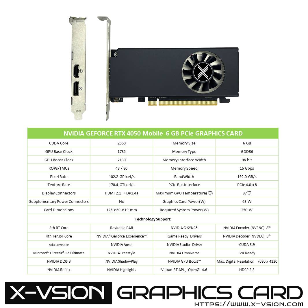 X-VSION RTX 4050 M 6GB GDDR6 Low Profile Card 6 X-VSION RTX 4050 M 6GB GDDR6 Low Profile Card - Image 6