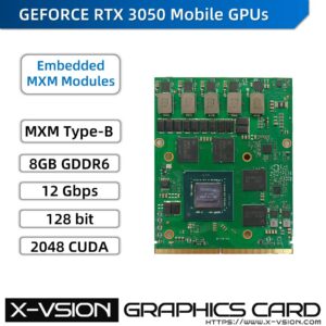 X-VSION MXM Embedded Module RTX 3050M 8GB giving a warm bright light